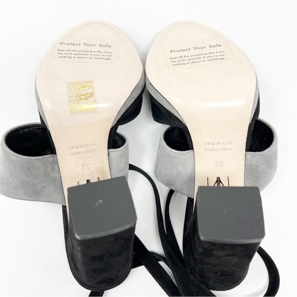 Tamara Mellon Tied Up Peep Toe Block Heels Size 38 - Picture 9 of 10